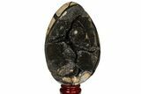 Bargain, Septarian Dragon Egg Geode - Black Crystals #120879-1